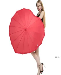 Yeni Kalp Şekli Şemsiye Romantik Şemsiye Düğün Po Props Şemsiyesi için Uzun Eldivenli Şemsiye Şemsiye Valentine039s Gün Hediyesi RRA13569187