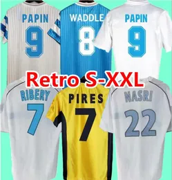90 Retro Marseille Om Soccer Jerseys 1990 91 1992 93 2005 06 1998 99 Papin Cantona Waddle Desailly Boli Ribery Nasri Ravanelli Pires Blanc Vintage Classic Shirt
