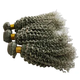 CE -certifierade silvergrå hårförlängningar 80g 100g 120g Piece Human Grey Hair Weave Brasilian Kinky Curly Grey Blonde Brown Hair235n