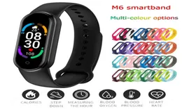 Yeni M6 Smart Watch Sport Fitness Tracker Kalp Hızı Kan Basıncı Monitör Mesajı Müzik Kontrolü Müzik Kontrolü Erkek Kadınlar Dijital Bilezik7731314
