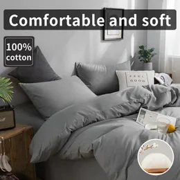Sängkläder sätter 100% bomullsuppsättning tvillingstorlek täcke 200x200 hudvänlig andningsbar 2 örngott ingen lakan fast färg 230510