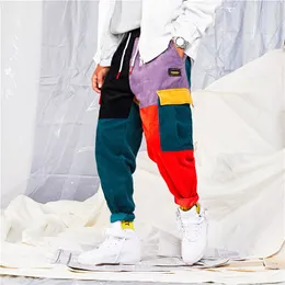 Calça uomo e donna harajuku jogger pantaloni esportivi pantaloni em cotone pantaloni quadril bloco colorido retchwork