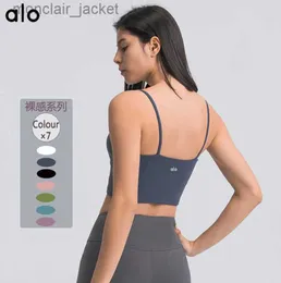 Desginer alo Yoga Tops Sports Bra Women's Tank Top مع وسادة صدر مثير حزام رفيع الكتف