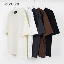 Women's TShirt WAVLATII Oversized Summer T shirts for Women Men Brown Casual Female Streetwear Tees Unisex Basic Cool Tops Young 230510