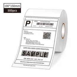 Papier 4x4in 500pcs Wärmeversandetiketten rollen Versandpaket Wärme Drucker -Etikett Papieraufkleber Selfadhäsive wasserdicht