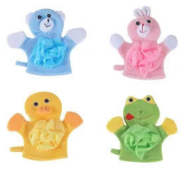 4 Colori Animali Stile Doccia Lavaggio Panno Asciugamani Carino Bambini Baby Shower Telo da bagno Spugna da bagno Body Scrub Guanto da bagno