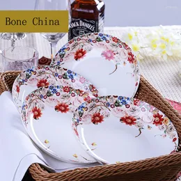 Talerze 4pcs 8 -calowa drobna kości Chiny serwingowe zastawa stołowa ceramiczna obiad porcelanowy w formie bufetu makaron piek