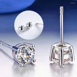 Ohrstecker, klassisch, 0,3–1 Karat, mit Gewinde, Moosstein, D-Farbtest, Labordiamant, S925-Sterlingsilber, Unisex-Schmuck