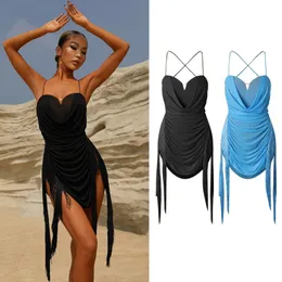 Sexy Skirt Latin Dance Dress Women Sexy Performance Costume Strap Backless Fringe Dress Cha Rumba Dress Practice Clothes DNV17603 230511