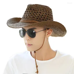 Berets Panama Hat Summer Sun Hats For Women Man Beach Straw Men UV Protection Cap Chapeau Femme Cowboy 2023 Maershei