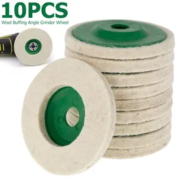 Produkty wykończeniowe 10pcs 4 -calowe 100 mm wełniane podkładki do polerowania kółek kątowy młynek do kątowy krążka do metalowego marmurowego szklanego ceramiki 230511