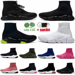 Designer-Schuhe für Herren und Damen, Socken-Speed-Sneaker, Paris, modisch, luxuriös, dreifach schwarz, weiß, gepolsterte Sohle, Strick-Trainer, lässiger Jogging-Walking-Schnürstiefel