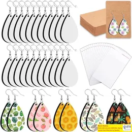 DHL Sublimation Blank Pendant Earrings Ocheyu Printing Unfinished Teardrop Heat Transfer Earring with Hooks and Jump Rings for Jewelry