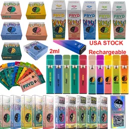 USA STOCK FRYD Disposable Vape Pens Rechargeable 350mah A Grade Battery Empty 2ml E cigarettes Thick Oil Device Pods Starter Kits Packaging with Stickers 10 flavors