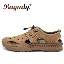 Sandals Classic Quality Leather Men Comfortable Summer Shoes HollowOut Breathable Beach Hardwearing 230510