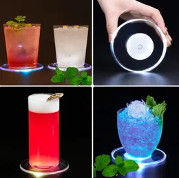 LED Coaster Acryl Tasse Halter Becher Stehen Licht Bar Matte Tisch Tischset Party Trinken Glas Kreative Pad Runde Für Bar wohnkultur