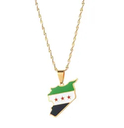 Stainless Steel Trendy Syria Map Flag Pendant Necklaces Syrians Maps Women Necklace5001890