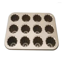 Bakningsverktyg Canele Mold Cake Pan 12-Cavity Non-Stick Cannele Muffin Bakeware Cupcake For Oven Baking (Champagne Gold)