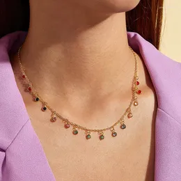 Naszyjniki wisiorek Huatang moda kolorowy kryształowy naszyjnik Choker dla kobiet okrągłe dhinestone koraliki