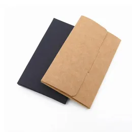 Wrap prezent Kraft Paper Black Membership Packaging Boxes Business Card Cover Cover Otwarte Pudełko Listy otwarte 10.5x6.5x1cm