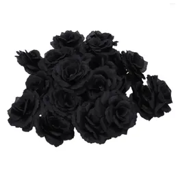 Decorative Flowers 20 Pcs Black Artificial Silk Flower Party Wedding House Office Garden Decor DIY