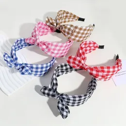 High-grade Fabric Plaid Rabbit Ears Bow Headbands Fashion Hair Accessories Women Trend Casual Hairband Hair Band Girl Headwear