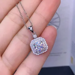 Urok 2ct moissanite wisiorek prawdziwy biały złoto Wisior ślubny Naszyjnik dla kobiet Party Bridal Choker Prezent biżuterii