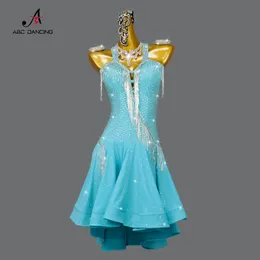 Seksowna spódnica nieba niebieska latynoska sukienka taniec noszenie kobiet w Plus Size odzież amerykańska cekin