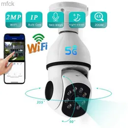 Brädkameror 5G 2MP E27 LAMP -glödlampa Kamera inomhus WiFi Säkerhetskamera natt Vision Fullfärgad Human Automatisk spårning Video IP Socket Monitor