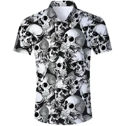 Mäns casual skjortor Summer Hawaiian Skull for Men 3D Printed 5xl Beach Short Sleeve Button Subtimased Camisa 230511