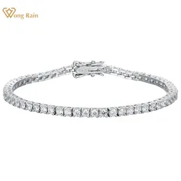 Wong Rain Hip Hop Rock 925 Sterling Silver 2,5 mm Created Moissanite Gemstone Tennis Chain Armband för män och kvinnor grossist