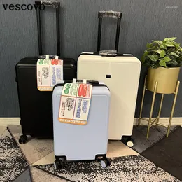 Suitcases Vescovo 20"24"26Inch Ultra Light Silent Rolling Luggage Universal Wheel Female Travel Case Men Trolley Suitcase