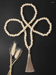 Colares pendentes oaiite feita artesanal de madeira boêmia com miçangas com longa borla com borla de lariat rosary de rosary mala yoga