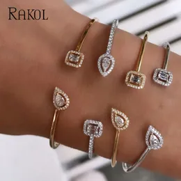 Rakol White Cubic Zircônia Ajusta Ajusta Bocas de mangueira aberta para mulheres Presentes de aniversário de jóias de casamento de luxo