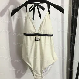 Letter Women Swimwear One Piece Backless Swimsuit Sexy Padded Removable Bathing Suits