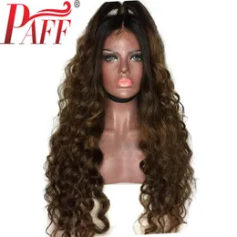 Paff Ombre Full Lace Human Hair Wigs Looke Wave Peruvian Remy Hair Wig Two Tone Baby Hair 317a