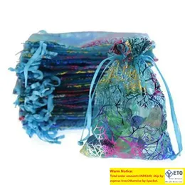 Coralline Organza Drawstring Jewelry Packaging Pouches Storage Bags Party Candy Wedding Favor Gift Bag Design Sheer with Gilding