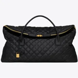 Black Fashion ES Giant travel bags in Quilted Leather Maxi Supple Bag Top Handles duffle designer womens mens Zip Closure Case large handbags v5EO#