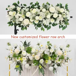Dekorativa blommor kransar 100 cm 50 cm konstgjorda bröllop väggjärn bågar bakgrund dekor leveranser falska siden pion rose rad centerpiece arrangera 230510