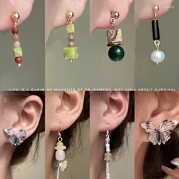 Dangle Earrings Chinese Style Retro天然石長いタッセルのための長いタッセルユニークな豪華な蝶のセンスを備えたデザイン