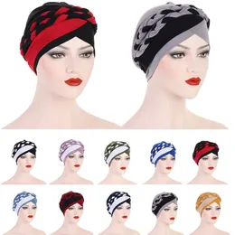 Kopftuch für muslimische Frauen, zweifarbig, Polyester-Baumwolle, Turban, Motorhaube, Hijab-Kappen, Kopfwickel, Turban, weiche, elastische Kopfbedeckung für Frauen