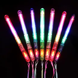 100pcs سبعة ألوان LED LED Up Wands Glow Sticks عصي وميض الحفلات الموسيقية الهذيان الحفلات عيد ميلاد الحفلات كبيرة الشفافة لحزب الحفلات لوازم الحفلات