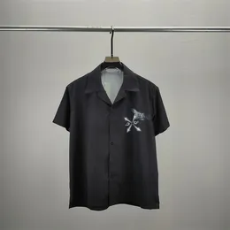 3 luksusowe projektanci koszule męski liter tygrysa v jedwabna koszulka do kręgli swobodne koszule Mężczyźni Slim Fit Sukienka z krótkim rękawem M-3XL#910