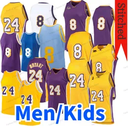 MN Men Kids Retro Basketball Jersey 8 Jersey 24 Yellow Purple Mens Boys Shirts Jerseys Stitched Finals 60th
