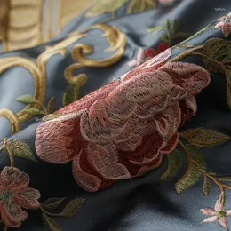 カーテンライトリビングルームのための豪華な北欧アメリカンカーテン刺繍模倣シルクコルチナシェーディングドレープチュールカスタム