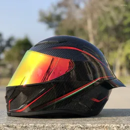 Motorcykelhjälmar 2023 Ankomst mode koldekaler full ansikte rött guld lins unisex cascos para moto motorcykel