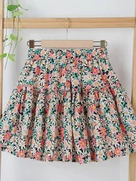 SKIRTS GIRLS SUMPLEM SUMPLAR FLORAL 2023 A-LINE AUMIR-AUMENTE CRIANÇAS Médio Crianças Anti-Balking Puffy