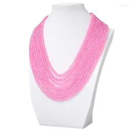 Catene che tagliano 8 file 4x6 mm rosa adatte per collana di perle di vetro multistrato 20 pollici belle ragazze signore H443