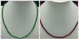 Chains Rare Red Green 4mm Faceted Jade Bead Fashion Necklace 18 Inch Women's Charm Jewelry 2023