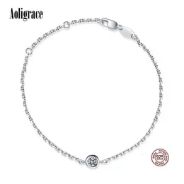 Aoligrace Classic Bracelets for Women 0,3 Carats Moissanite z 18 -karatowym białym złotym talerzem S925 Srebrne prezenty biżuterii na Dzień Matki